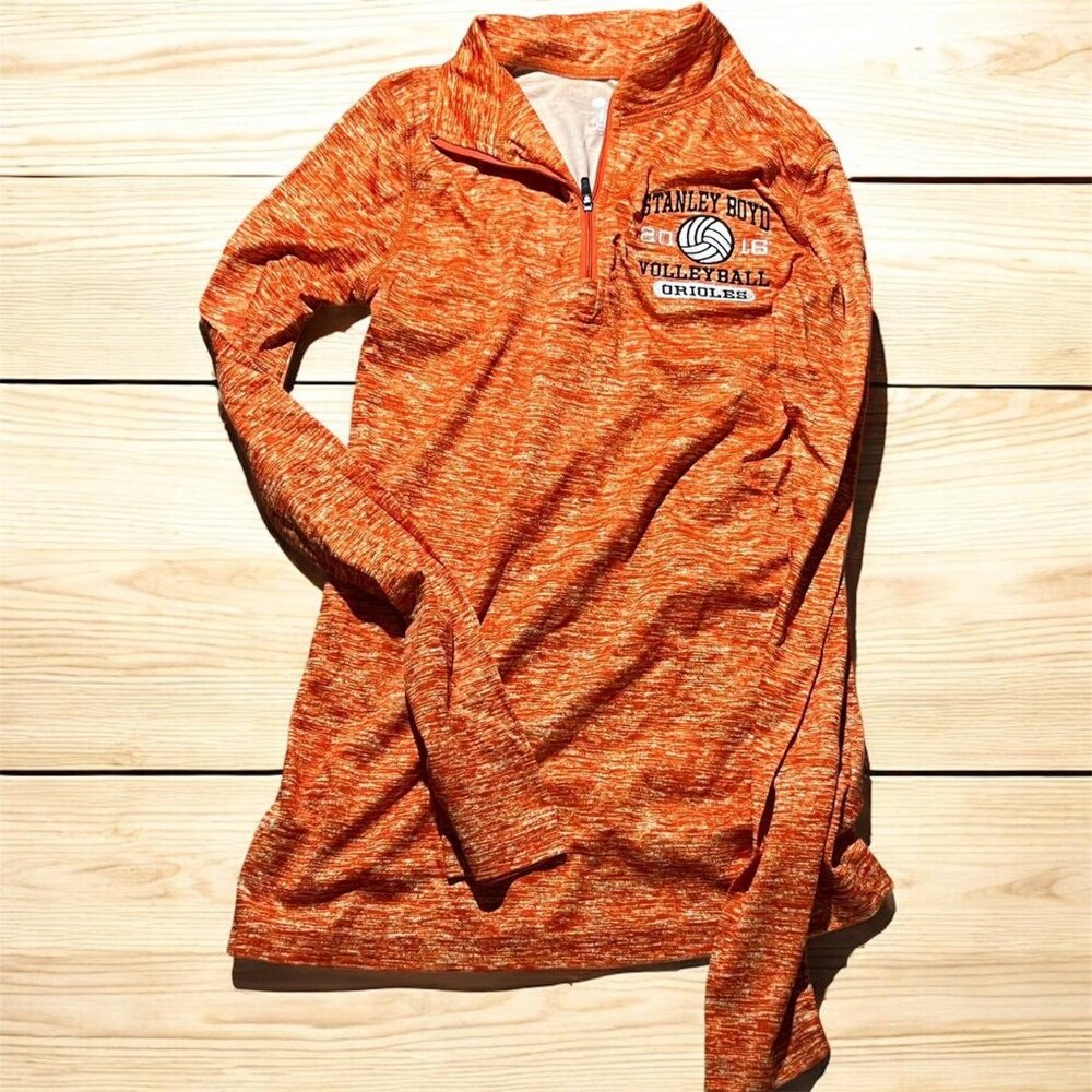 XS Orange and white quarter zip Stanley Boyd Volleyball T-shirt, Used #291